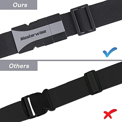 Masterwise Luggage Straps, 79” Adjustable Luggage Straps for Suitcases TSA Approved Travel Belt Suitcase Strap to Keep Your Suitcase Secure While Traveling (Black, 4pcs)