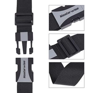 Masterwise Luggage Straps, 79” Adjustable Luggage Straps for Suitcases TSA Approved Travel Belt Suitcase Strap to Keep Your Suitcase Secure While Traveling (Black, 4pcs)