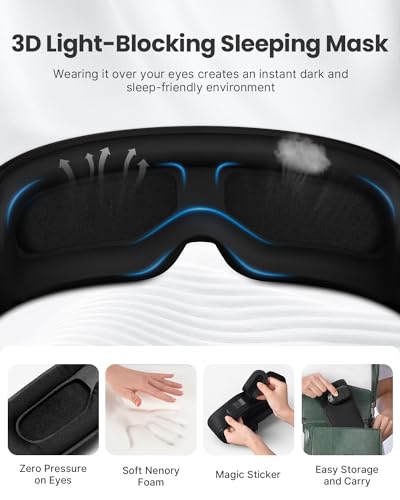 RENPHO Heated Sleep Mask with Bluetooth Headphone,Aromatherapy 3D Wireless Eye Mask for Side Sleeper, Warm Eye Compress Mask, Relaxation & Meditation Gifts for Men/Women