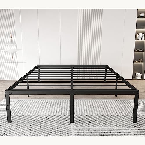 Chezisam Full Bed Frame No Box Spring Needed 14 "Tall Metal Platform Bed Base Heavy Duty Steel Slat Mattress Foundation with Under Bed Storage Space Easy Assembly,Non-Slip Noiseless