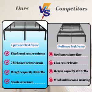 Chezisam Full Bed Frame No Box Spring Needed 14 "Tall Metal Platform Bed Base Heavy Duty Steel Slat Mattress Foundation with Under Bed Storage Space Easy Assembly,Non-Slip Noiseless