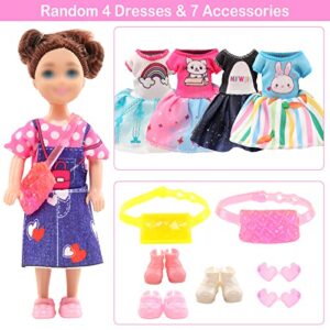 19 Pcs 6 inch Chelsea Doll Clothes and Accessories Including 4 Sets Fashion Dresses 4 Casual Tops and Pants Outifits 4 Swimsuits with 3 Shoes 2 Glasses 2 and Shoulder Bag