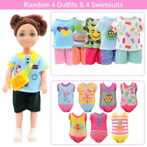 19 Pcs 6 inch Chelsea Doll Clothes and Accessories Including 4 Sets Fashion Dresses 4 Casual Tops and Pants Outifits 4 Swimsuits with 3 Shoes 2 Glasses 2 and Shoulder Bag