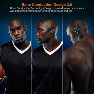 UooEA Bone Conduction Waterproof Swimming Headphones - IP68 Waterproof Swimming Headphones Inductive Open Ear Wireless Bluetooth Sports Headset with MP3 Play 16G Memory for Running Swimming(Blue)