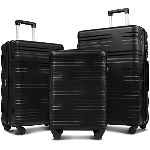 Merax Luggage Sets 3 piece Carry on Luggage Suitcase Sets of 3, Hard Case Luggage Sets Clearance Expandable