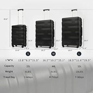 Merax Luggage Sets 3 piece Carry on Luggage Suitcase Sets of 3, Hard Case Luggage Sets Clearance Expandable