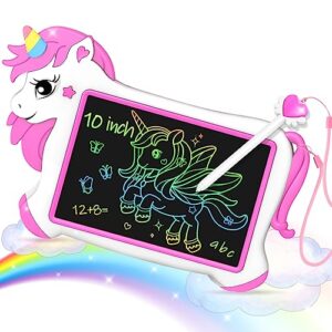 unicorn toys for girls 3-8: 10 inch lcd writing tablet for kids 4 5 6 7 year old girl boy toddler drawing pad doodle board travel activity games for kid age 3-5 educational learning toy