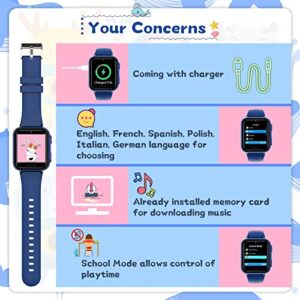 Smart Watch for Kids Watches - Kids Game Smart Watch Girls Boys Ages 4-12 Years with Music Player HD Touch Screen 23 Games Camera Alarm Video Pedometer Flashlight Kids Smartwatch Gift Toys (Blue)