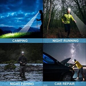 Aikertec Rechargeable LED Headlamp 100000 Lumen, Super Bright Head Lamp Flashlight with 5 Lighting Modes, IPX6 Waterproof, Zoomable Headlamp for Camping, Hiking, Fishing, Biking, Running (2 Pack)