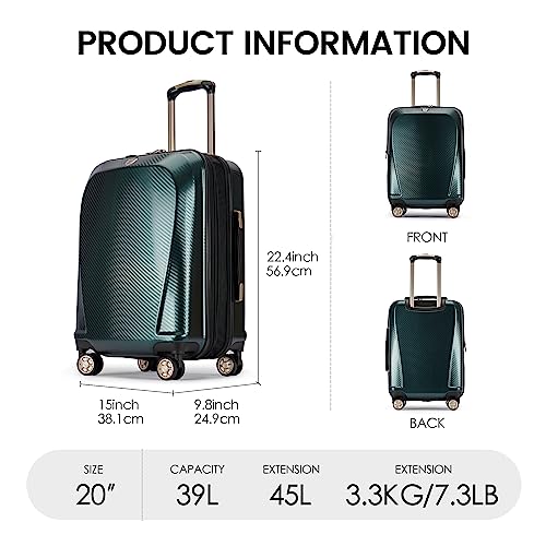 GinzaTravel Luggage Expandable 3 Piece Sets Rare Color PC+ABS Suitcase Set with Smooth wheels and TSA lock