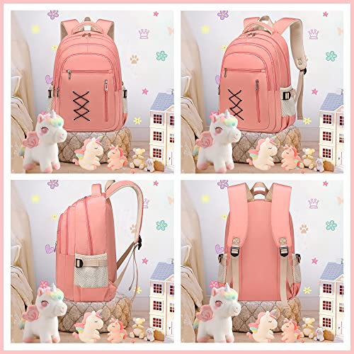 HotAdsFW Pink Backpack for Women Girls Laptop Backpack for Travel School Bag for Middle High School College Aesthetic Bookbag for Teen Girls with Multi Pockets Padded Shoulder Strap