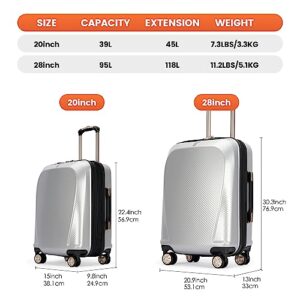 GinzaTravel Luggage Expandable 3 Piece Sets Rare Color PC+ABS Suitcase Set with Smooth wheels and TSA lock…