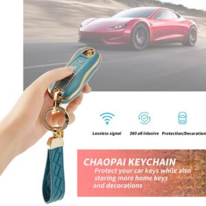 AKIYHIEI for Porsche Key Fob Cover with Keychain Lanyard, Key Fob Protector Shell Compatible with Porsche 911 Cayenne Panamera TAYCAN 3 Button Keyless Entry Smart Key Case (Blue)