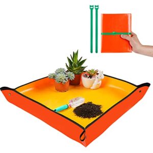 repotting mat for indoor plant transplanting & potting soil mess control, 26.8" x 26.8" portable potting tray succulent plant mat indoor gardening tools gardener gifts plant gift for plant lovers