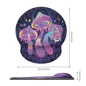 SEPTYK Magic Mushrooms Psychedelic Art Pattern Ergonomic Mouse Pad with Wrist Support Rest Gel Non-Slip Rubber Base Mousepad for Computer Laptop Home Office Gaming Pain Relief