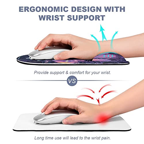 SEPTYK Magic Mushrooms Psychedelic Art Pattern Ergonomic Mouse Pad with Wrist Support Rest Gel Non-Slip Rubber Base Mousepad for Computer Laptop Home Office Gaming Pain Relief
