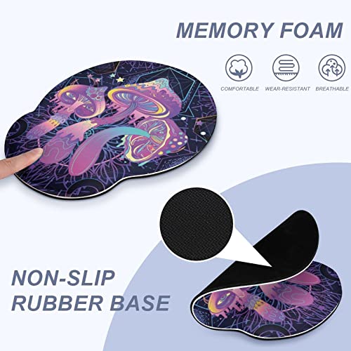 SEPTYK Magic Mushrooms Psychedelic Art Pattern Ergonomic Mouse Pad with Wrist Support Rest Gel Non-Slip Rubber Base Mousepad for Computer Laptop Home Office Gaming Pain Relief