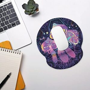 SEPTYK Magic Mushrooms Psychedelic Art Pattern Ergonomic Mouse Pad with Wrist Support Rest Gel Non-Slip Rubber Base Mousepad for Computer Laptop Home Office Gaming Pain Relief