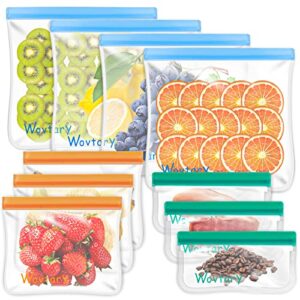 10 Pack Reusable Sandwich Bags,Dishwasher Safe Reusable Storage Bags,Reusable Snack Bags Leakproof Silicone - Free Plastic BPA Free Bags for Food Travel (10 Pack 4 Gallon 3 Sandwich 3 Snack)