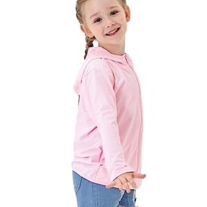 TAGIHOO Kids Zipper Sun Protection Jacket Boys Girls Hooded Cooling Shirt Pockets Fishing Running Outdoor (Pink,110)