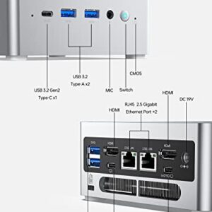 Mini PC NAB6 Intel Core i7-12650H,10 Cores 16 Threads,up to 4.7GHz 32GB RAM DDR4 512GB PCIe4.0 SSD Dual 2.5 G RJ45 LAN Mini Desktop Computer,2 x HDMI,7 x USB Port,WiFi 6,BT5.2