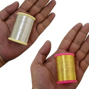 Gold & Silver Plated Metallic Zari Embroidery Thread Combo - 2 Roll - 200 Meter/Roll