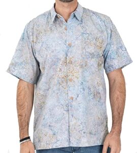 pete huntington new mens short sleeve batik 100% cotton hawaiian shirt classic fit stone island ph739 2x-large