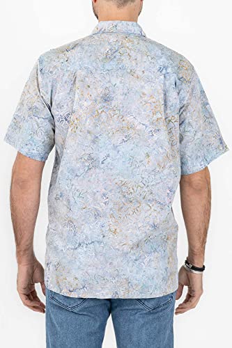Pete Huntington New Mens Short Sleeve Batik 100% Cotton Hawaiian Shirt Classic Fit Stone Island PH739 2X-Large