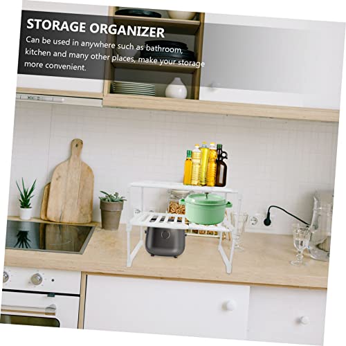 SOLUSTRE Sink Rack Water Trough Cabinet Storage Shelf White Storage Shelves Under Sink Organizer Drawer Kitchen Storage Rack Home Organizing Rack Pp, Stainless Steel White Storage Organizer