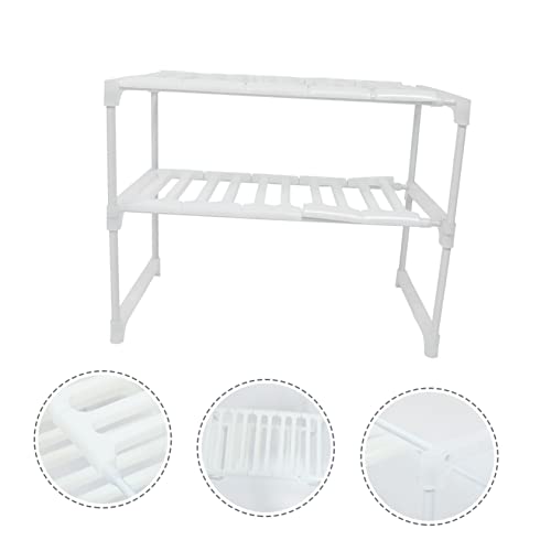 SOLUSTRE Sink Rack Water Trough Cabinet Storage Shelf White Storage Shelves Under Sink Organizer Drawer Kitchen Storage Rack Home Organizing Rack Pp, Stainless Steel White Storage Organizer