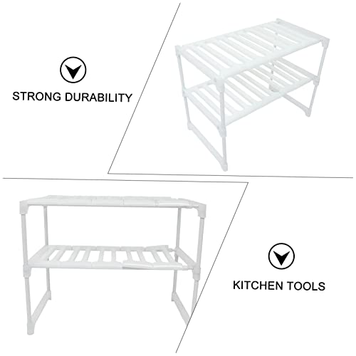 SOLUSTRE Sink Rack Water Trough Cabinet Storage Shelf White Storage Shelves Under Sink Organizer Drawer Kitchen Storage Rack Home Organizing Rack Pp, Stainless Steel White Storage Organizer