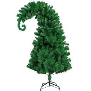 ccinee 5 feet pine christmas tree decor with solid metal stand santa claus artificial full green tree xmas decorations for themed party indoor outdoor living room home