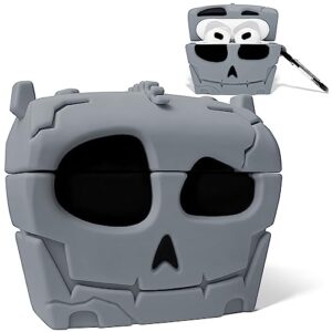 buewutiry 3d skull airpods 3rd generation case cute - anti-fall soft silicone airpods 3rd generation case for women&men - airpods case 3rd generation funny with keychain (gray)