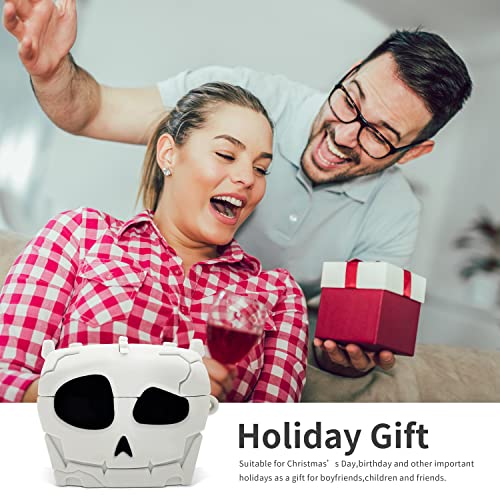 Buewutiry 3D Skull Airpods 3rd Generation Case Cute - Anti-Fall Soft Silicone Airpods 3rd Generation Case for Women&Men - Airpods Case 3rd Generation Funny with Keychain (Gray)