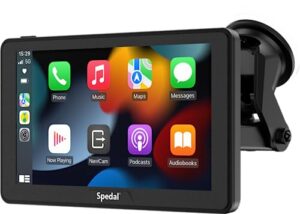 2023 newest portable car stereo with wireless carplay and android auto, spedal navicam-786 apple carplay dash mount car screen, 7" ips touchscreen, mirror link/bluetooth/navigation/voice control