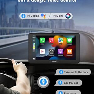 2023 Newest Portable Car Stereo with Wireless CarPlay and Android Auto, Spedal NaviCam-786 Apple CarPlay Dash Mount Car Screen, 7" IPS Touchscreen, Mirror Link/Bluetooth/Navigation/Voice Control