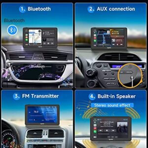 2023 Newest Portable Car Stereo with Wireless CarPlay and Android Auto, Spedal NaviCam-786 Apple CarPlay Dash Mount Car Screen, 7" IPS Touchscreen, Mirror Link/Bluetooth/Navigation/Voice Control