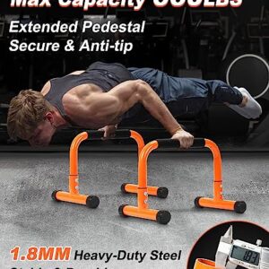 TABEKE Push Up Bar, 12" High Parallettes Bars & Dip Bar With Full-Cover Foam Handles, No Wobbling Calisthenics Equipment For Handstand, L-Sit, Gymnastics, Strength Training Home Gym