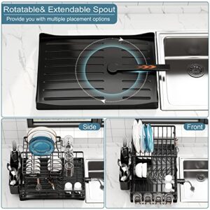 Doitsf Dish Drying Rack, 2 Tier Dish Racks for Kitchen Counter, Large Stainless Steel Kitchen Dish Drying Rack with Drainboard, Detachable Dish Drainers with Utensil Holders