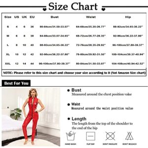 HUANKD Lace Bodysuit for Women, Bathing Suits Women Lingerie Robe Sexy Gowns Women's Black Leather One-Piece Dance Dress Motorcycle Fillibeg Set Women's Sex Lingerie Lengerie Outfit One (S, Red-1)