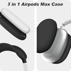 [3 in 1] Vsagier Silicone Case for AirPod Max,Ear Pad Case Cover/Ear Cups Cover/Headband Cover,Skin Anti-Scratch, Accessories Ultra Protective Cover for Apple AirPods Max(Black)