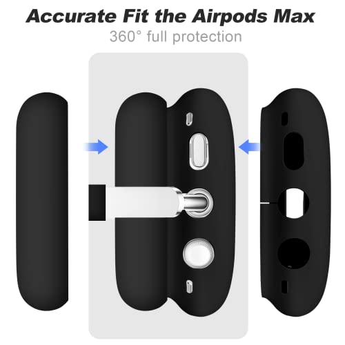 [3 in 1] Vsagier Silicone Case for AirPod Max,Ear Pad Case Cover/Ear Cups Cover/Headband Cover,Skin Anti-Scratch, Accessories Ultra Protective Cover for Apple AirPods Max(Black)