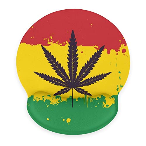 SEPTYK Rasta Flag Marijuana Leaf Pattern Ergonomic Mouse Pad with Wrist Support Rest Gel Non-Slip Rubber Base Mousepad for Computer Laptop Home Office Gaming Pain Relief