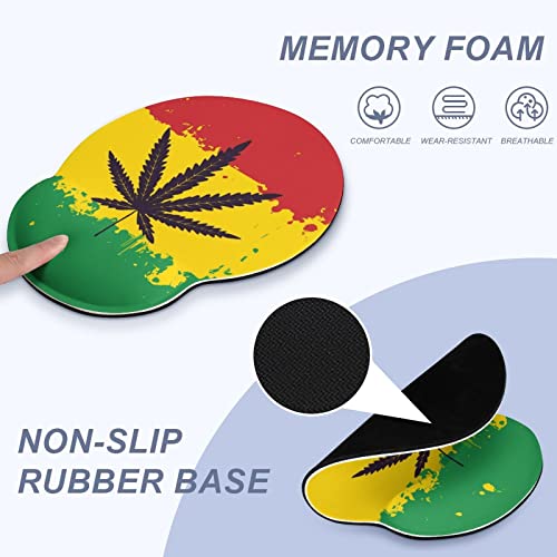 SEPTYK Rasta Flag Marijuana Leaf Pattern Ergonomic Mouse Pad with Wrist Support Rest Gel Non-Slip Rubber Base Mousepad for Computer Laptop Home Office Gaming Pain Relief