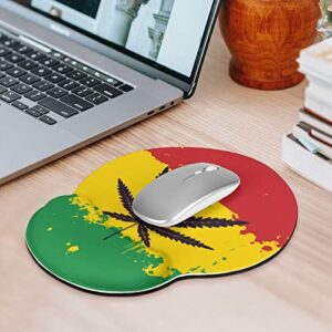 SEPTYK Rasta Flag Marijuana Leaf Pattern Ergonomic Mouse Pad with Wrist Support Rest Gel Non-Slip Rubber Base Mousepad for Computer Laptop Home Office Gaming Pain Relief