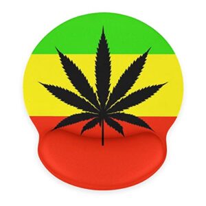 septyk rasta flag marijuana leaf pattern ergonomic mouse pad with wrist support rest gel non-slip rubber base mousepad for computer laptop home office gaming pain relief