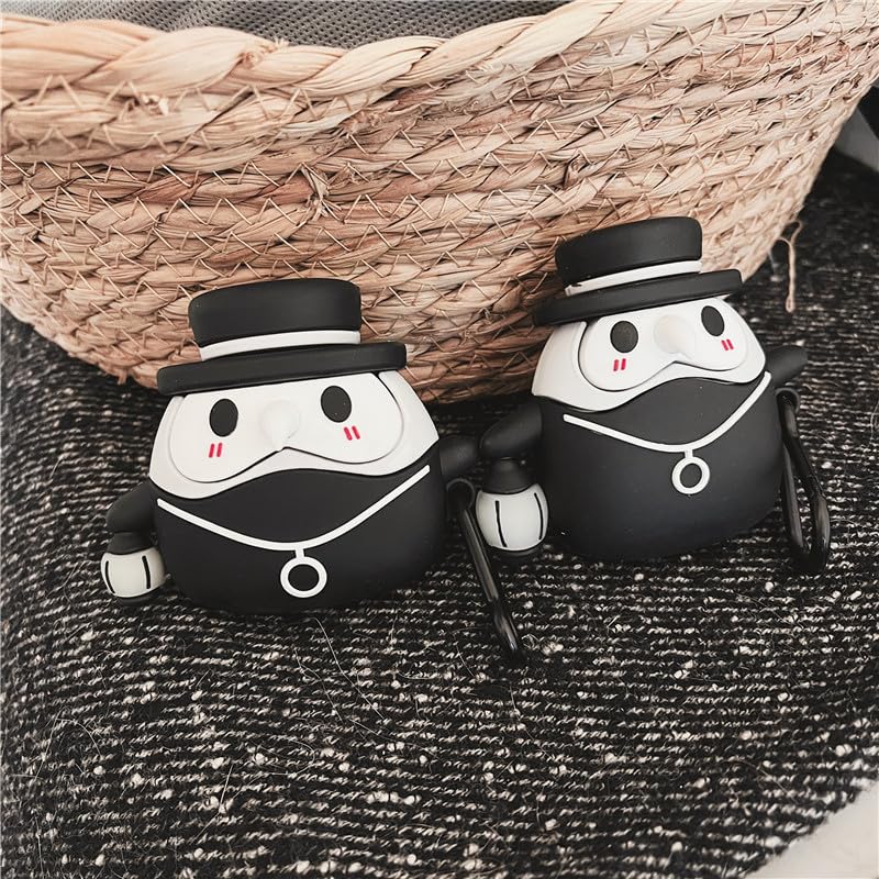 HooYiiok Airpod Case 2nd Generation,Cute Airpod Case 1st Generation Luminous Beak Doctor Design,Cool Kawaii Airpods Cases Cover with Keychain for Women Men (Black 1st/2nd Case)