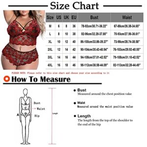 Ropa Interior Femenina Sexy, Black Bodysuit Women Sexy Lingerie Sets Lengerie Set Women's Plus Size Lingerie Lace Embroidery Two Point Three Piece Split Suit Xs Piece Lingerie Set (M, Red)