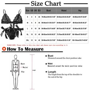 Cosplay Costumes For Women, Boudoir Outfits Full Body Suit Women's Lengerie Sexy Women's Lingerie Lace Three-Point Large Bow Tie Split Two-Piece Suit Sets With Stockings Bodysuit (S, Green)