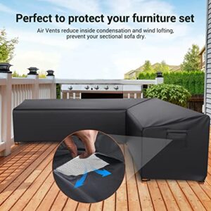 Mrrihand L-Shaped Patio Sectional Sofa Cover, Waterproof Outdoor Sectional Cover,Heavy Duty Garden Furniture Cover with Air Vent 104W*83D*31H/33.5